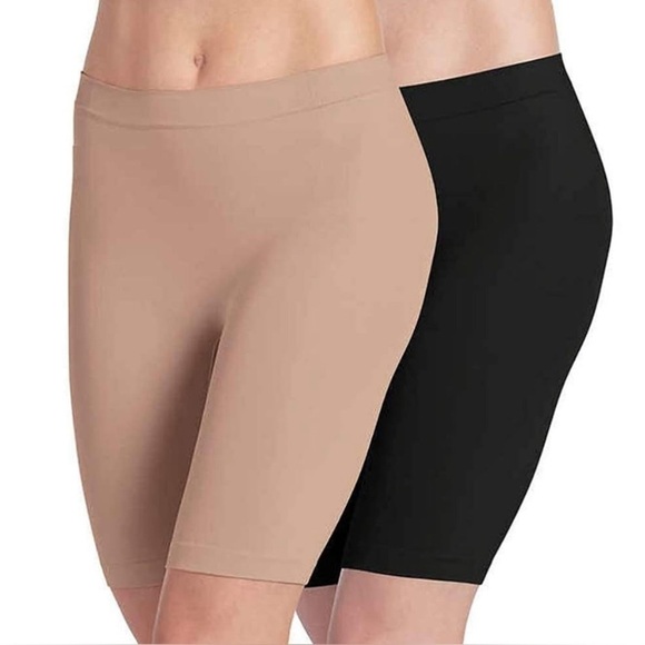 Jockey Women's 2-Pk Skimmies Original Slip Short Black/Light Nude Large Micro - Picture 1 of 11
